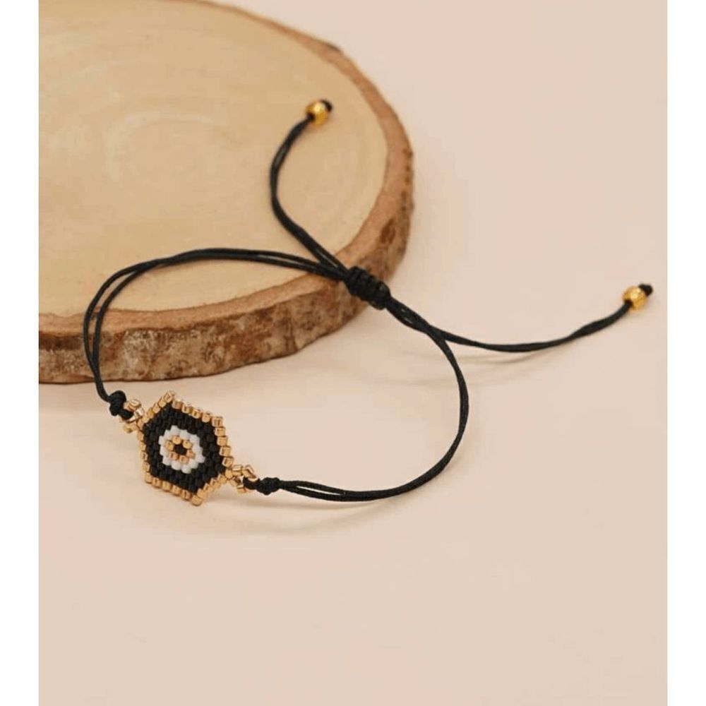 Miyuki Delica Black and Gold Woven Seed Bead Bracelet